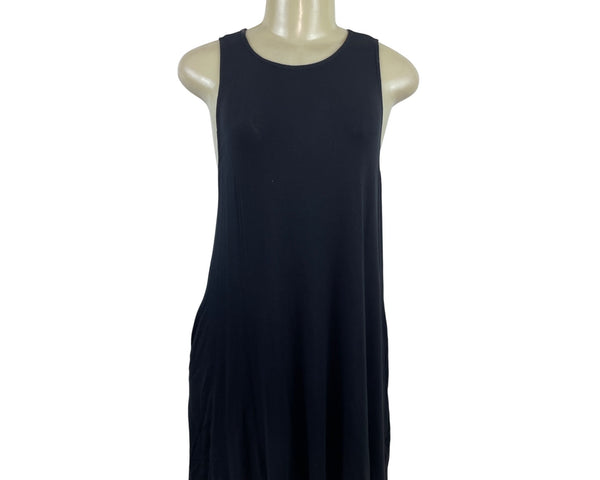 Socialite Black Sleeveless Tank Dress Relaxed Fit Round Neckline Sz M - New
