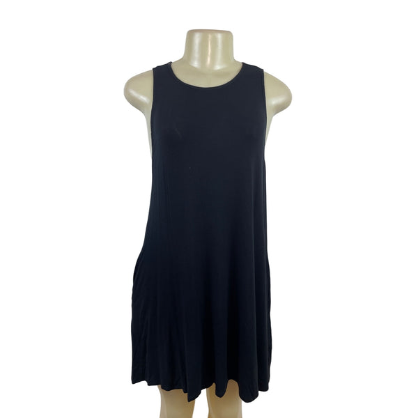 Socialite Black Sleeveless Tank Dress Relaxed Fit Round Neckline Sz M - New