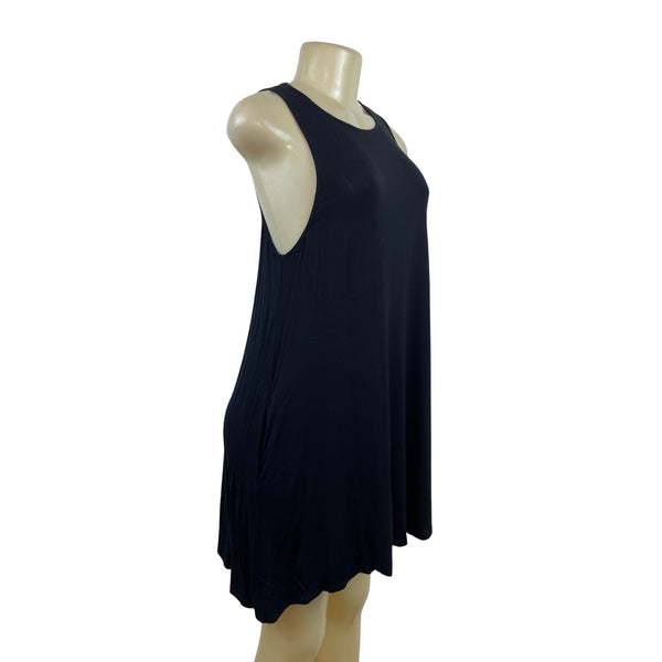 Socialite Black Sleeveless Tank Dress Relaxed Fit Round Neckline Sz M - New