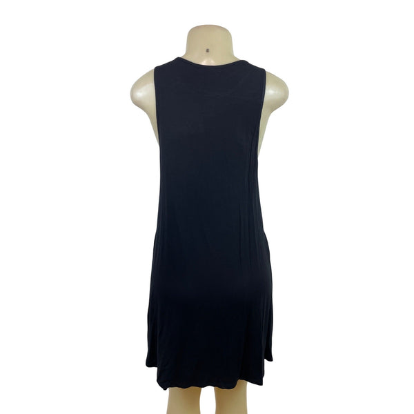 Socialite Black Sleeveless Tank Dress Relaxed Fit Round Neckline Sz M - New