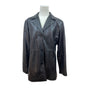 Hillard & Hanson Women Black Leather Blazer Jacket Outer & Polyester Lining Size L