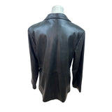 Hillard & Hanson Women Black Leather Blazer Jacket Outer & Polyester Lining Size L
