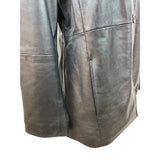 Hillard & Hanson Women Black Leather Blazer Jacket Outer & Polyester Lining Size L