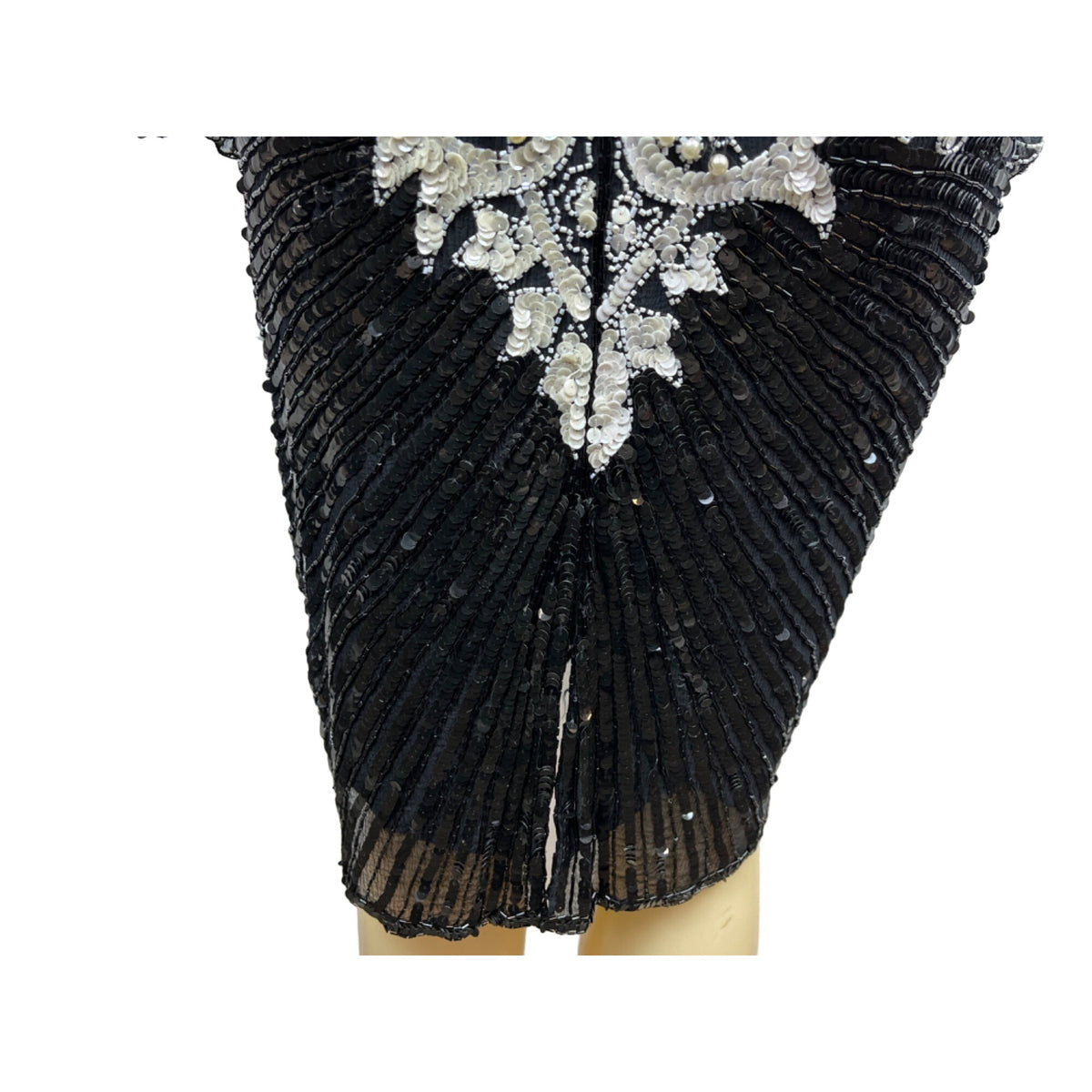 Vintage Sweet Lo Women’s Black and White Beaded Sequin Long Sleeve Dress Sz M New