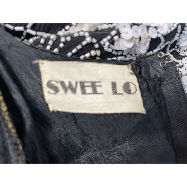 Vintage Sweet Lo Women’s Black and White Beaded Sequin Long Sleeve Dress Sz M New