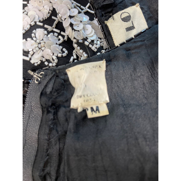 Vintage Sweet Lo Women’s Black and White Beaded Sequin Long Sleeve Dress Sz M New