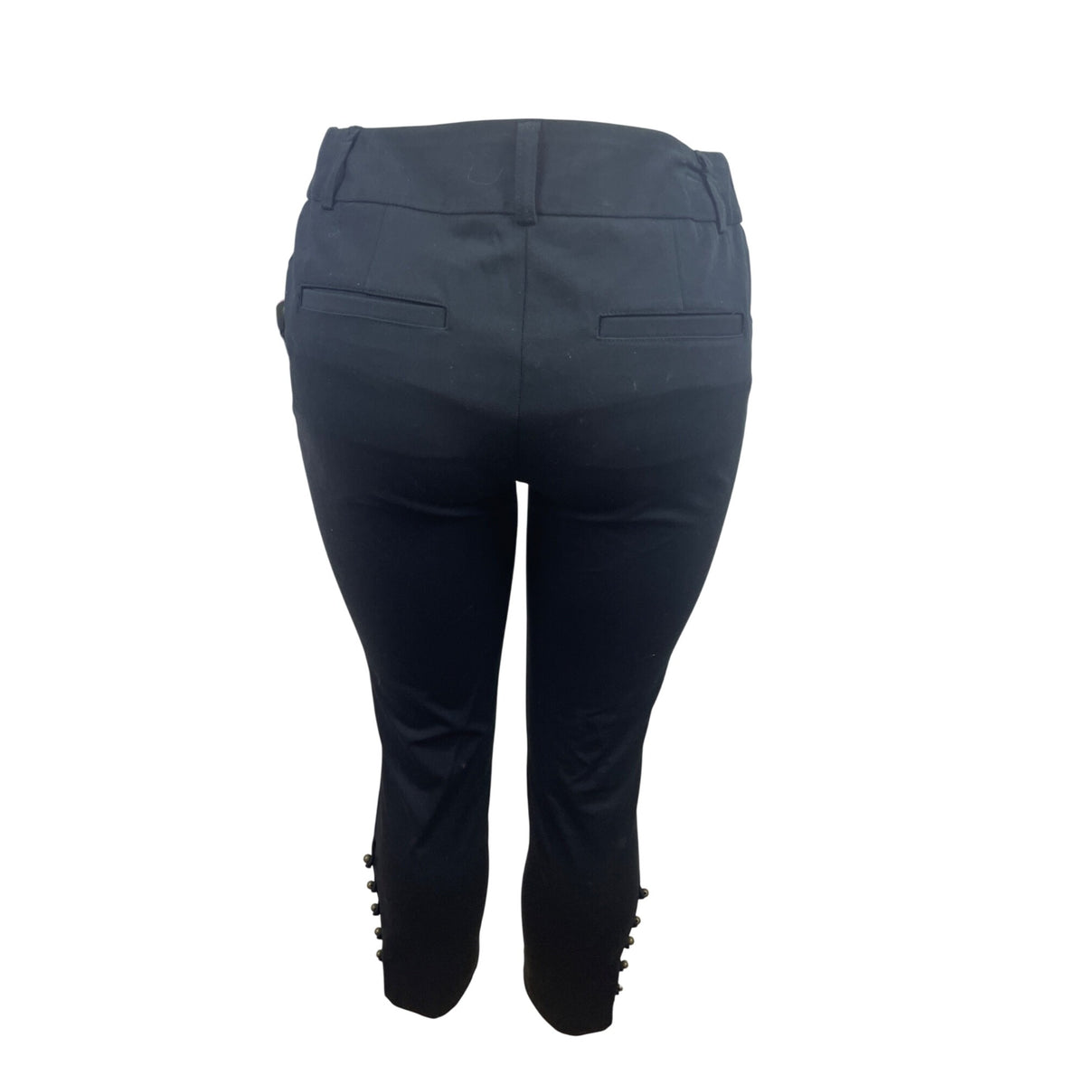 INC Womens Black Cropped Pants Slim Fit Button Detail Stretch Sz 4 - New