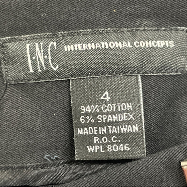 INC Womens Black Cropped Pants Slim Fit Button Detail Stretch Sz 4 - New