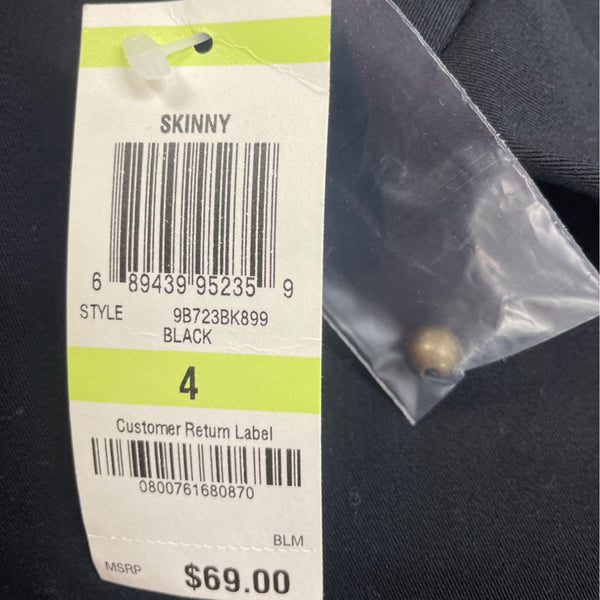 INC Womens Black Cropped Pants Slim Fit Button Detail Stretch Sz 4 - New