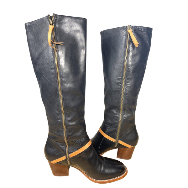 Schuler & Sons Philadelphia Women's Black High Leather Boots Size 8 - EUC