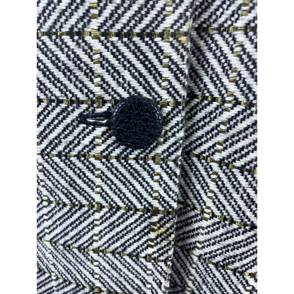 Barbara Perry Black & Gold Textured Jacket With Chevron Sleeves Size S
