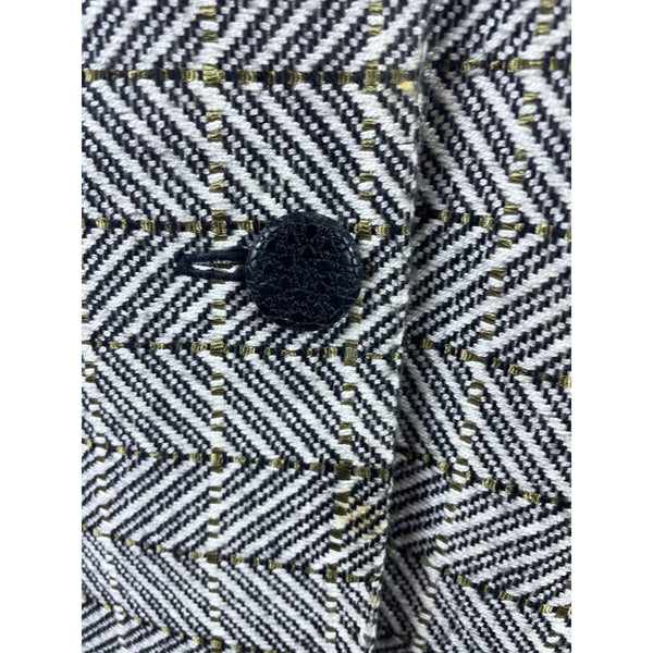 Barbara Perry Black & Gold Textured Jacket With Chevron Sleeves Size S