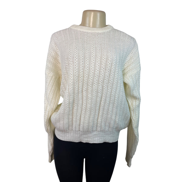 Van Heusen Womens White Knit Sweater Size M
