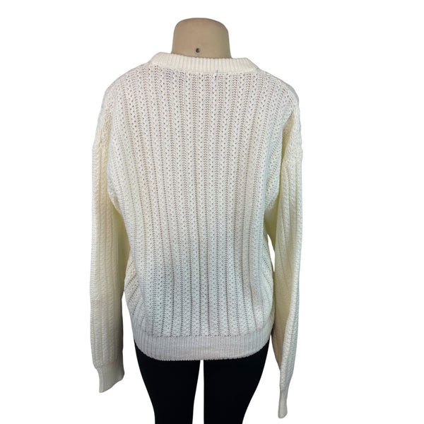 Van Heusen Womens White Knit Sweater Size M