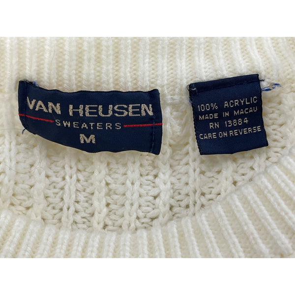 Van Heusen Womens White Knit Sweater Size M
