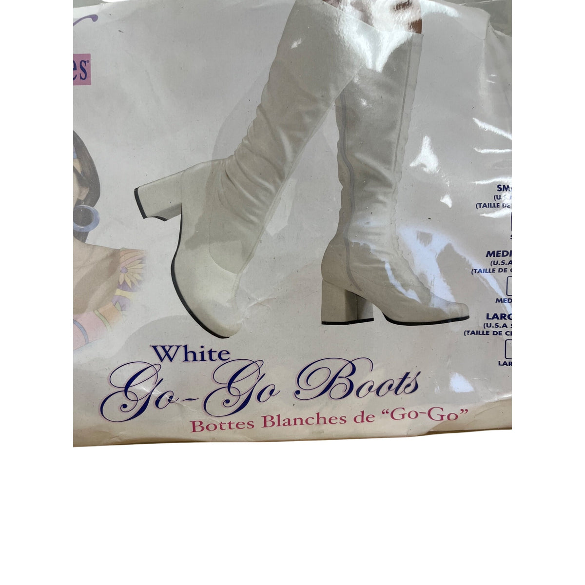 Secret Wishes Womens White Go-Go Boots Costume Accessory Large Size U.S.A Shoe Size 9-10