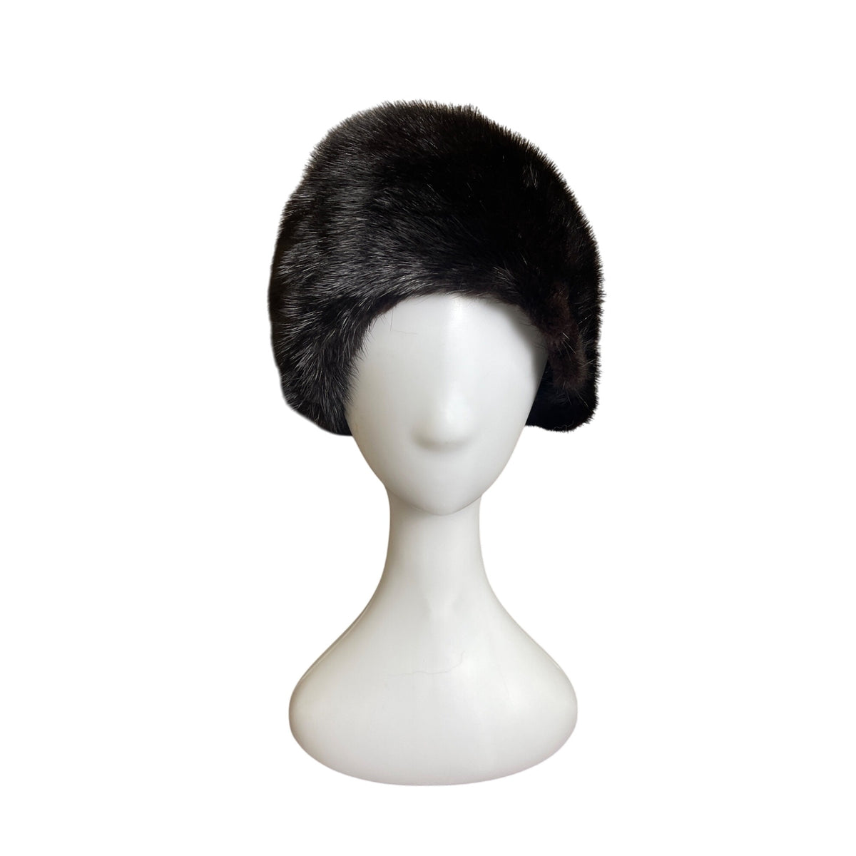 Vintage Claire Of Cameo New York Black Mink Fur Womens Pillbox Hat