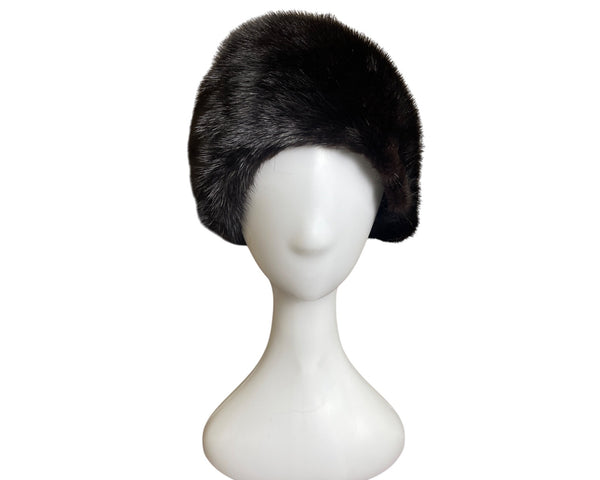 Vintage Claire Of Cameo New York Black Mink Fur Womens Pillbox Hat