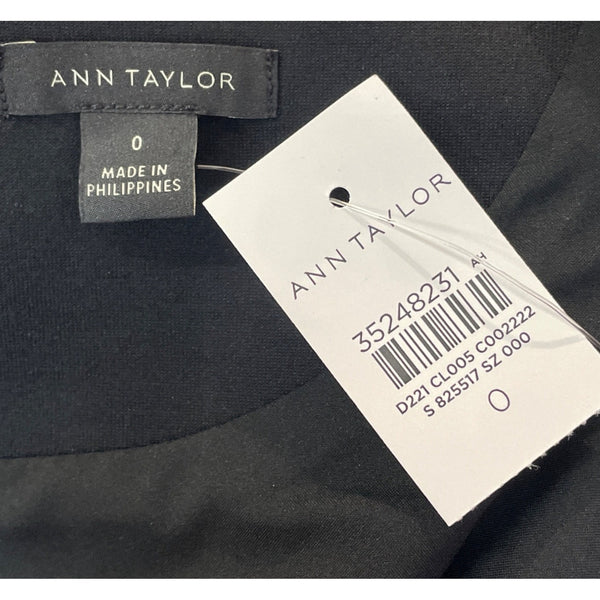 Ann Taylor Womens Black Sleeveless Belted Sheath Dress Sz 0 - New