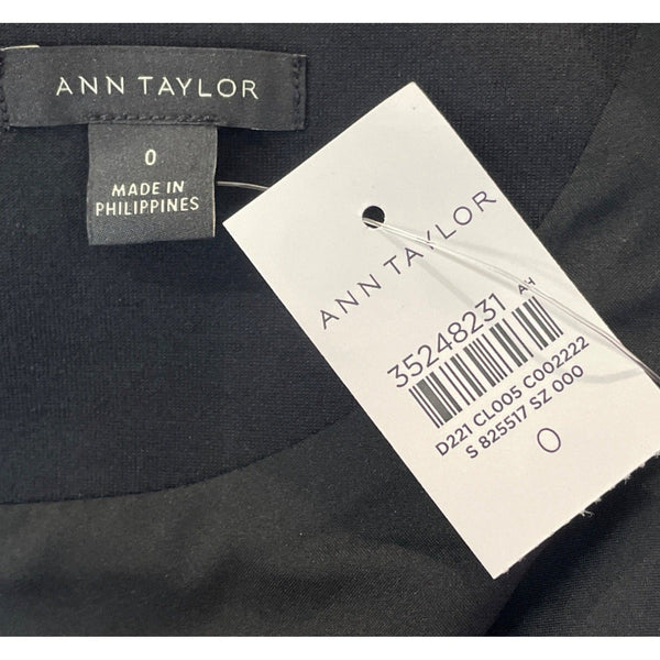 Ann Taylor Womens Black Sleeveless Belted Sheath Dress Sz 0 - New