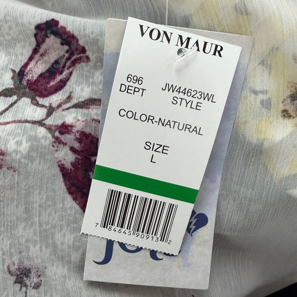 Jolt Womens Ivory & Purple Floral Kimono Cardigan With Lace Trim Polyester Sz L