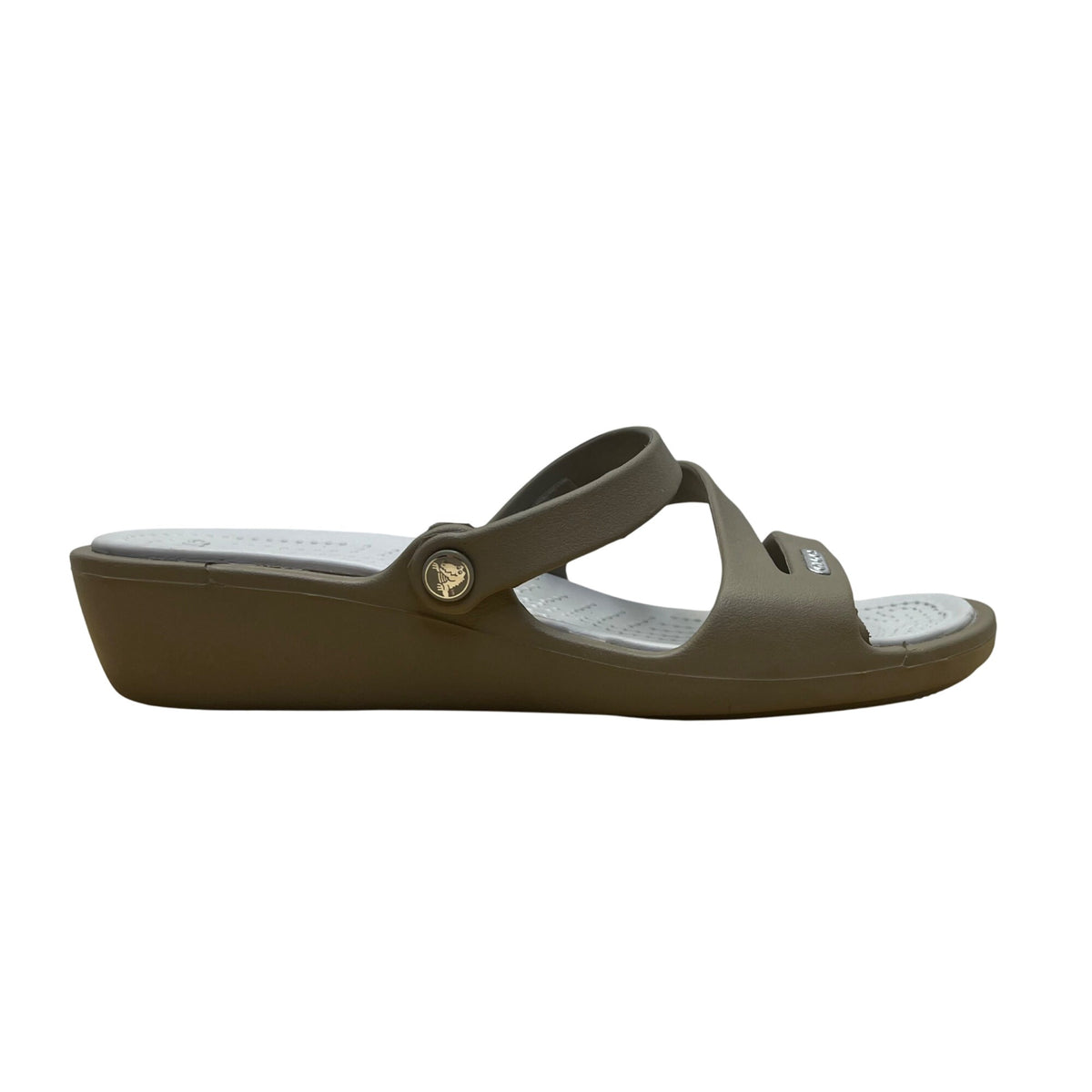 Crocs Women’s Taupe Grey Rubber Lightweight Slip-On Slide Sandals Size 7