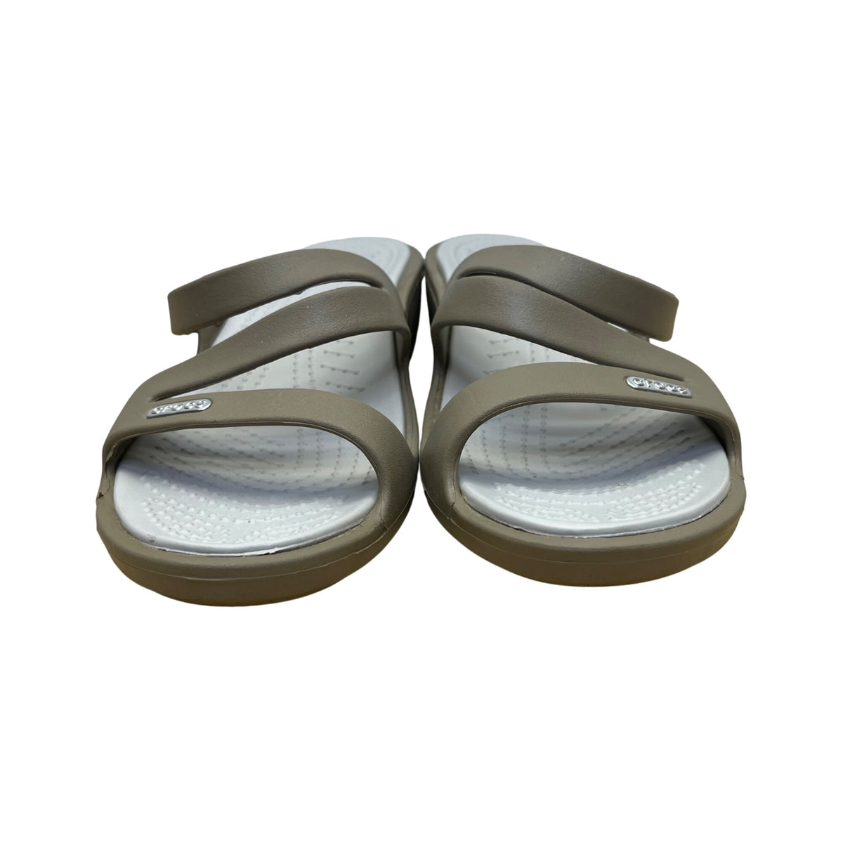 Crocs Women’s Taupe Grey Rubber Lightweight Slip-On Slide Sandals Size 7