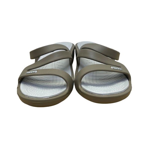 Crocs Women’s Taupe Grey Rubber Lightweight Slip-On Slide Sandals Size 7