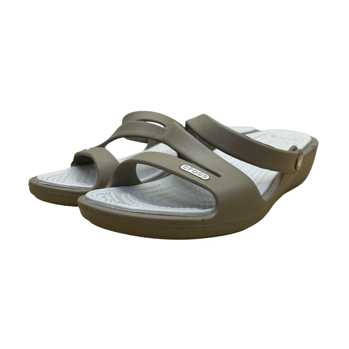 Crocs Women’s Taupe Grey Rubber Lightweight Slip-On Slide Sandals Size 7