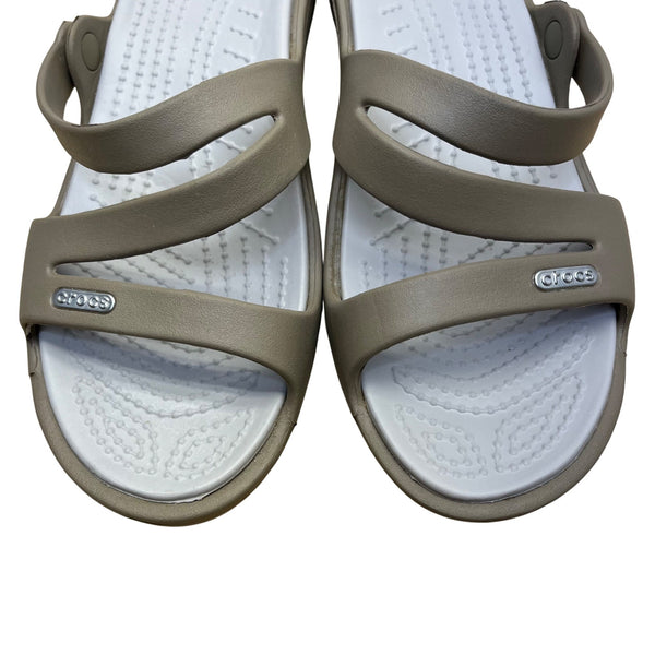 Crocs Women’s Taupe Grey Rubber Lightweight Slip-On Slide Sandals Size 7
