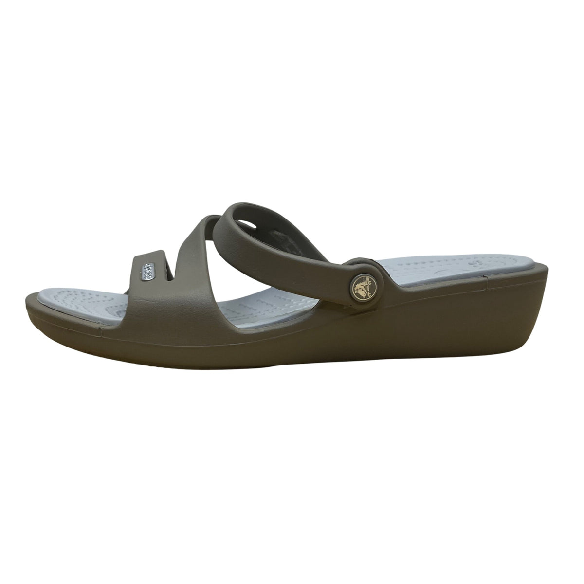 Crocs Women’s Taupe Grey Rubber Lightweight Slip-On Slide Sandals Size 7