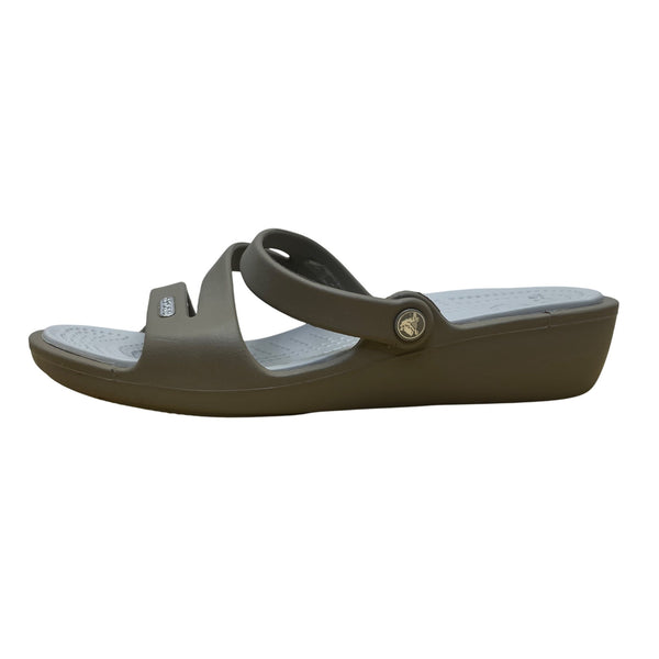Crocs Women’s Taupe Grey Rubber Lightweight Slip-On Slide Sandals Size 7