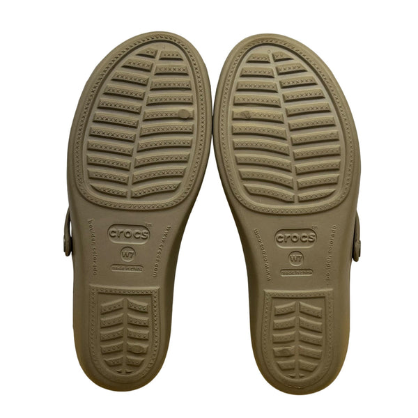 Crocs Women’s Taupe Grey Rubber Lightweight Slip-On Slide Sandals Size 7