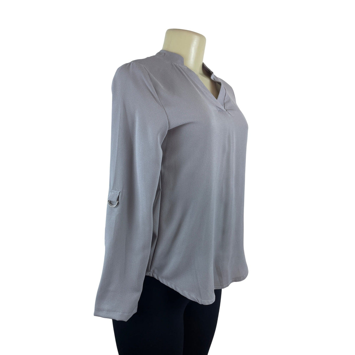 Wangmeicheng Womens Long Sleeve V-Neck Blouse Grey Sz S- New