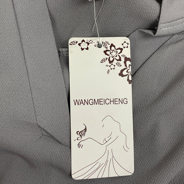 Wangmeicheng Womens Long Sleeve V-Neck Blouse Grey Sz S- New