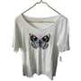 Talbots Womens White Embroidered Butterfly T-Shirt Size S NWT