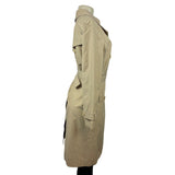 Jaket Womens Beige Double-Breasted Trench Coat With Belt Size Medium