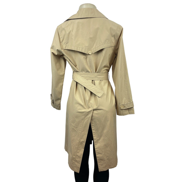 Jaket Womens Beige Double-Breasted Trench Coat With Belt Size Medium