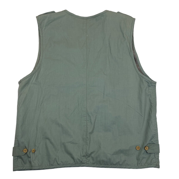 Mens Olive Green Outdoor Utility Vest With Pockets & Zipper Closure Size L