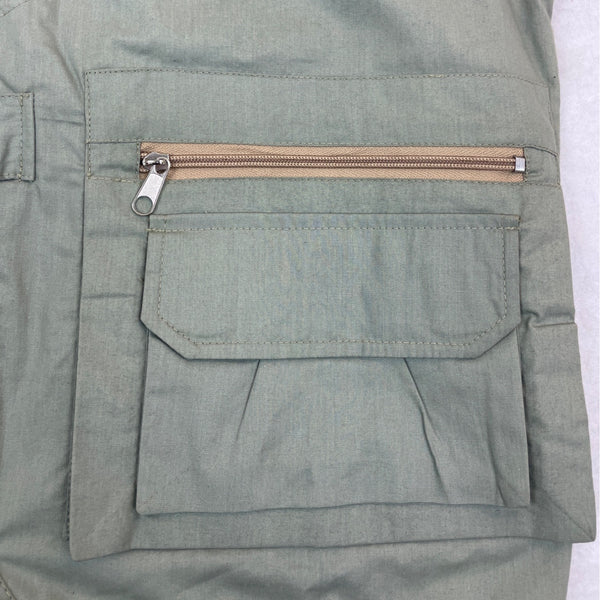 Mens Olive Green Outdoor Utility Vest With Pockets & Zipper Closure Size L