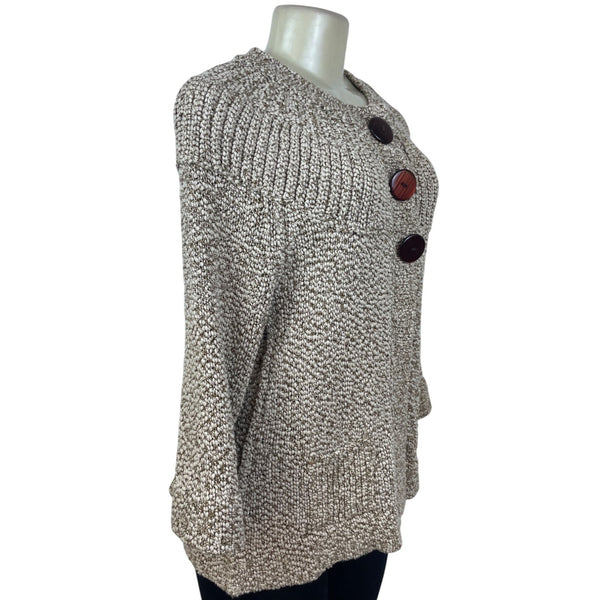 One Girl Who Women's Beige Button Cardigan Sweater Cozy Knit Size M