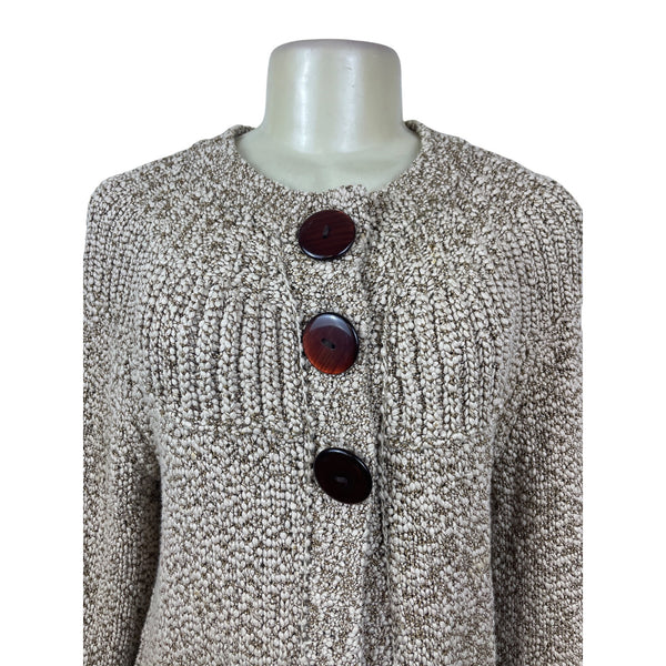One Girl Who Women's Beige Button Cardigan Sweater Cozy Knit Size M