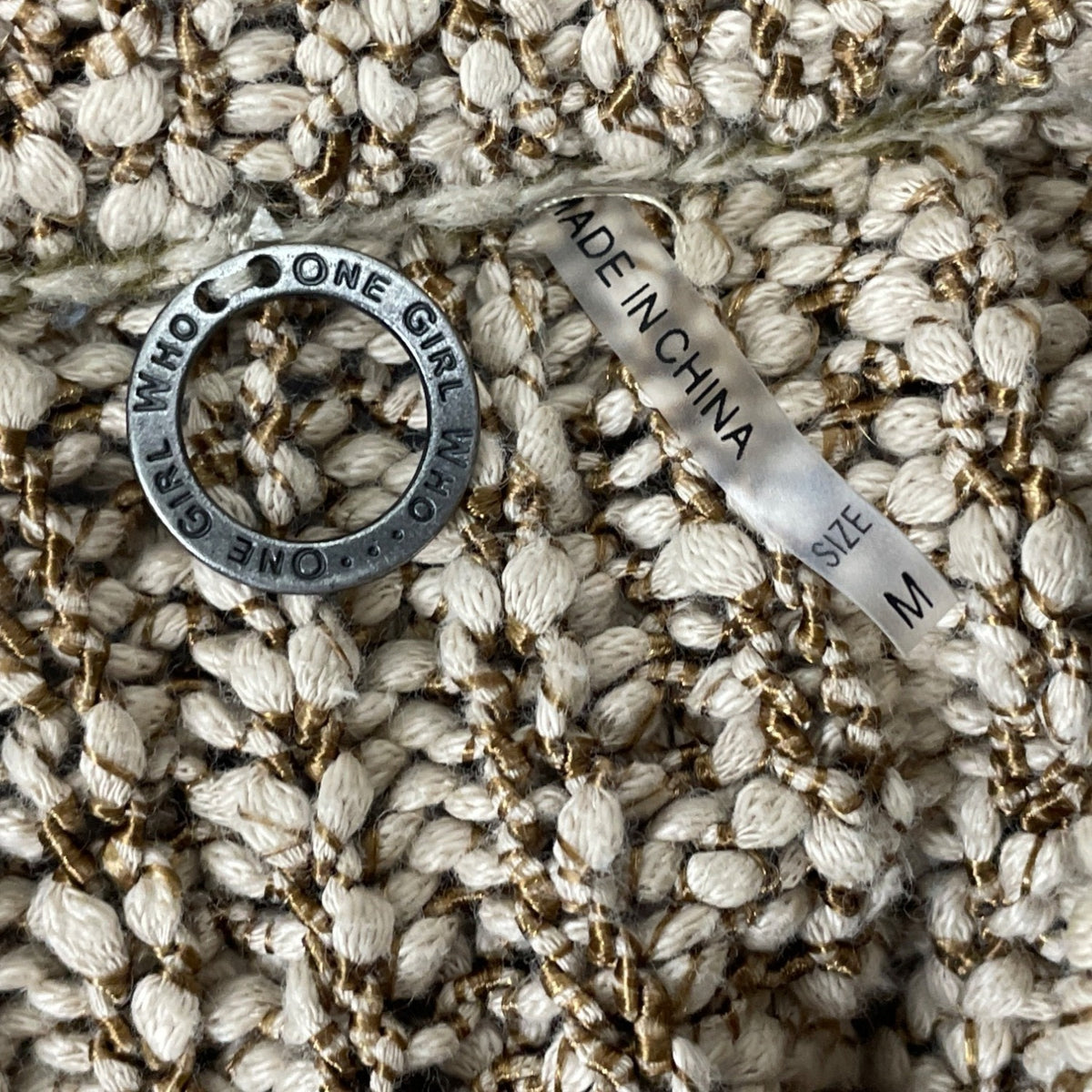 One Girl Who Women's Beige Button Cardigan Sweater Cozy Knit Size M