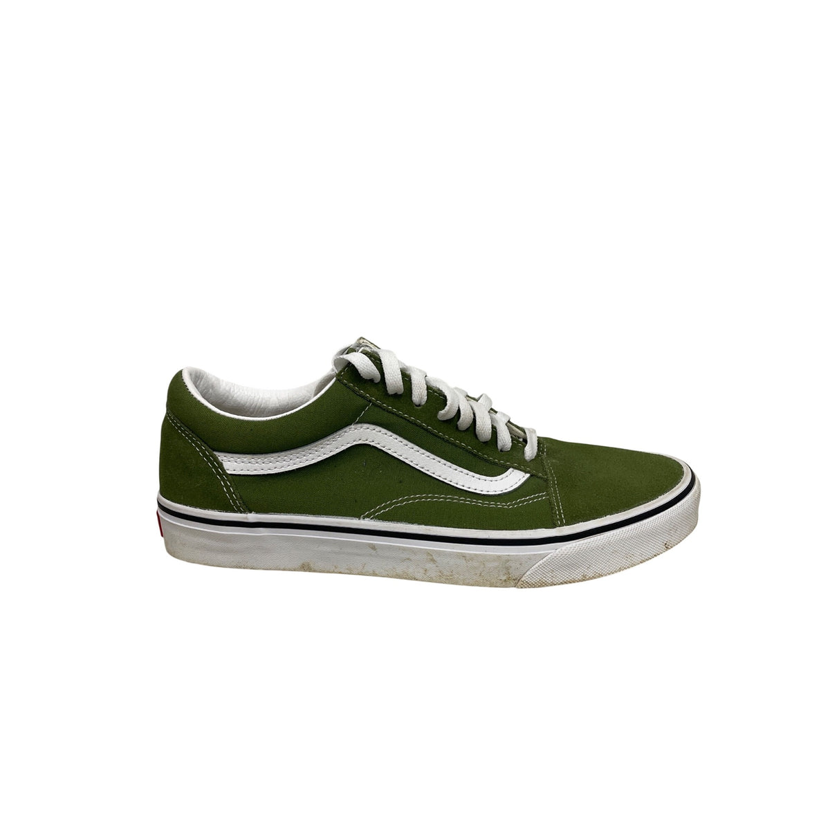 Vans Mens Olive Green Suede Low Top Sneakers Size 9.5 Lace-Up Off The Wall Logo