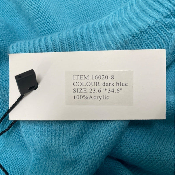 One-Shoulder Blue Acrylic Poncho Top Womens Flowing Lightweight Knit - New