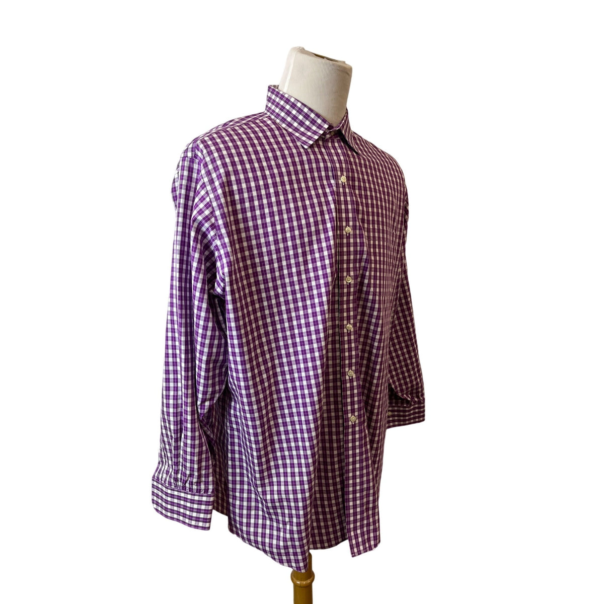 Brooks Brothers Men's Purple Plaid Button Up Shirt Sz 18 (EUR 46)