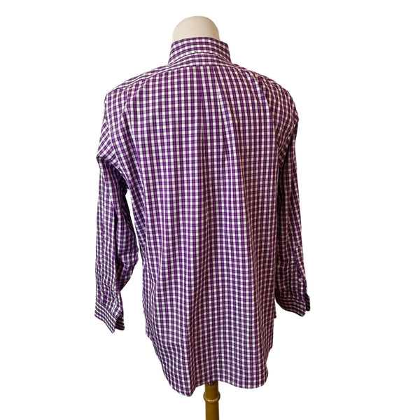 Brooks Brothers Men's Purple Plaid Button Up Shirt Sz 18 (EUR 46)