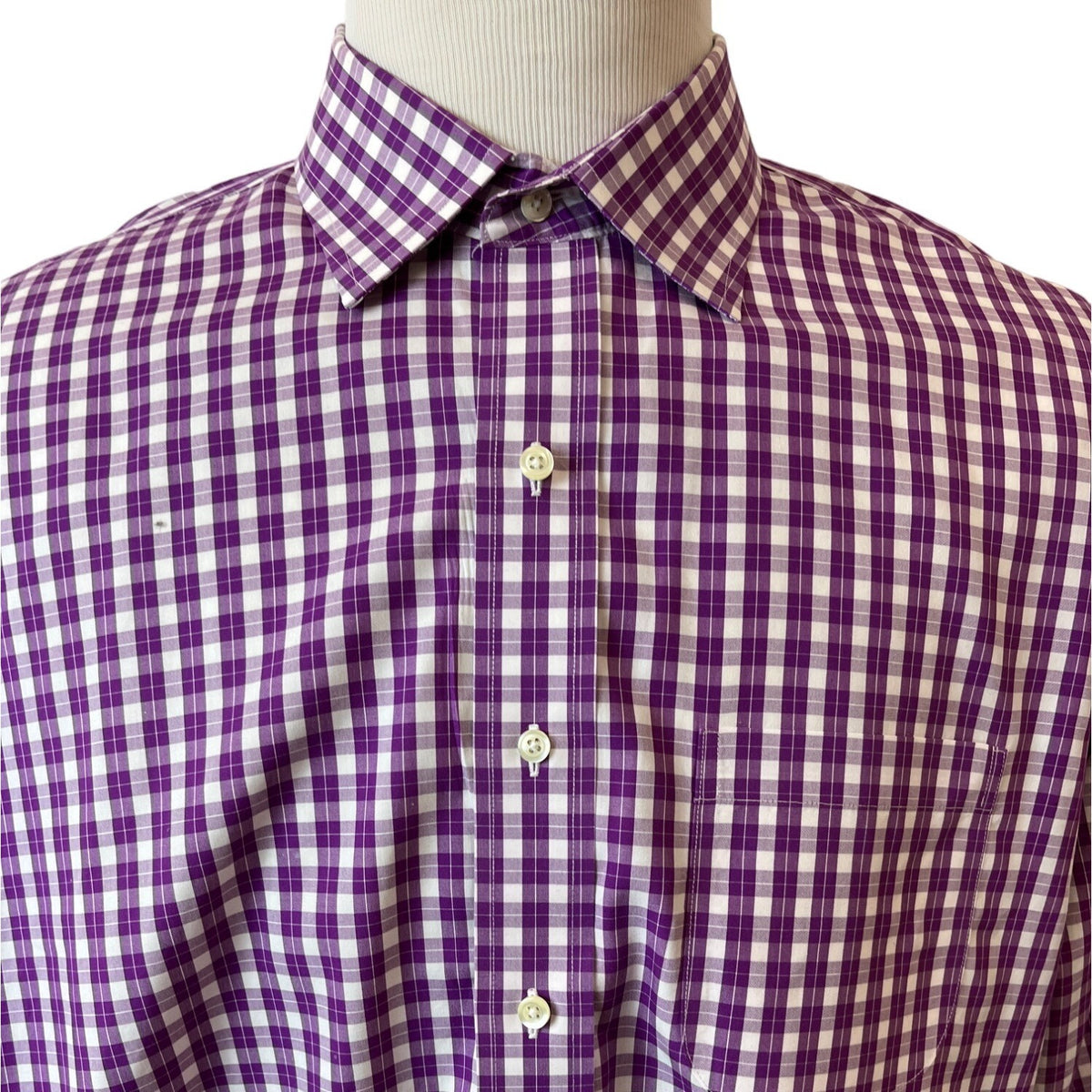 Brooks Brothers Men's Purple Plaid Button Up Shirt Sz 18 (EUR 46)