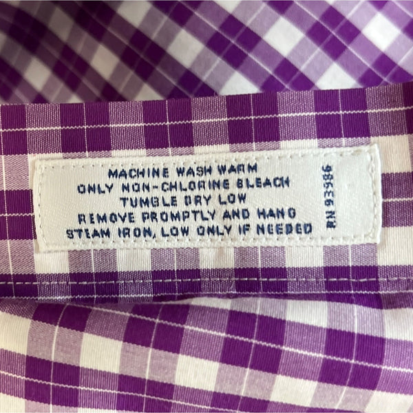 Brooks Brothers Men's Purple Plaid Button Up Shirt Sz 18 (EUR 46)
