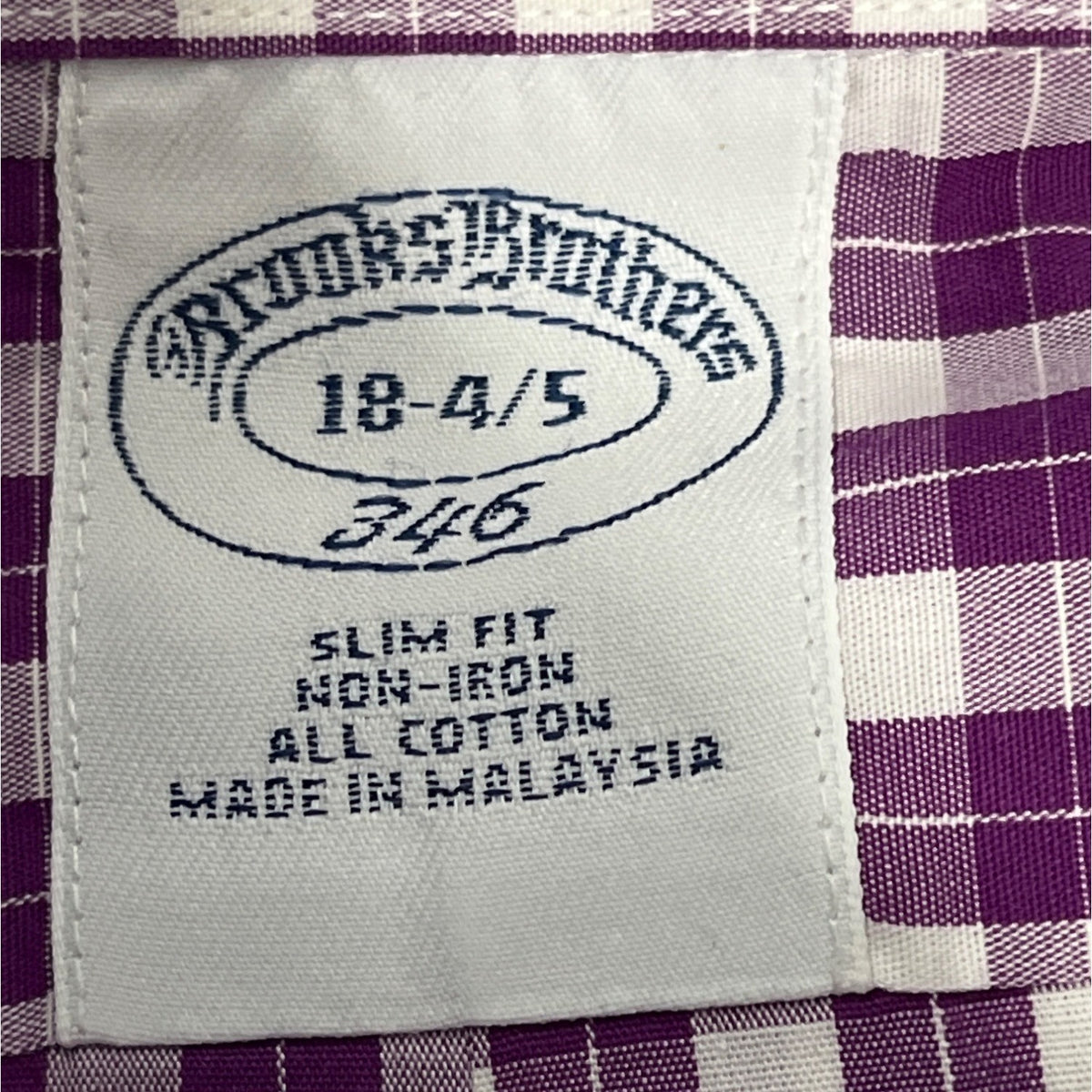 Brooks Brothers Men's Purple Plaid Button Up Shirt Sz 18 (EUR 46)